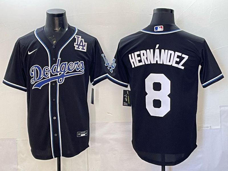 Men 2026 Nike Los Angeles Dodgers #8 Hernandez Black Game MLB Jersey 01